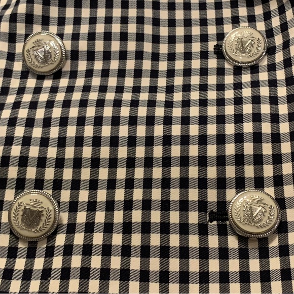 Veronica Beard Enfield Gingham Notched Lapel Double Breasted Vest Top Size 12 - Picture 11 of 16